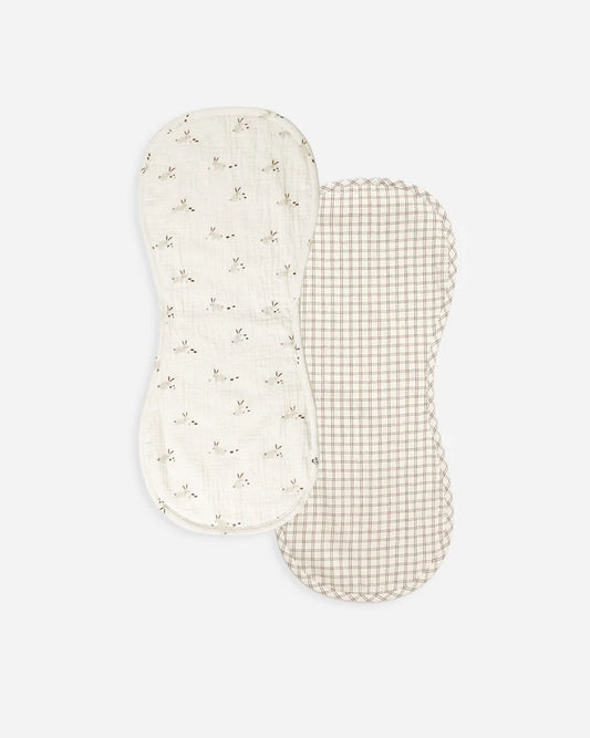 Burp Cloth, 2 Pack | Bunnies, Cedar  Check | Quincy Mae
