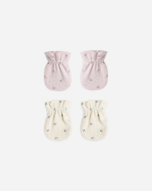 No Scratch Mittens, Set Of 2 | Blue  Ditsy, Lilac Ditsy | Quincy Mae