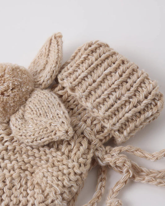 Bunny Knit Booties | Heathered Latte | Quincy Mea