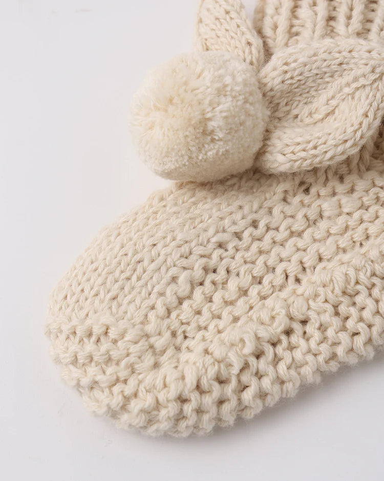 Bunny Knit Booties | Ecru | Quincy Mea