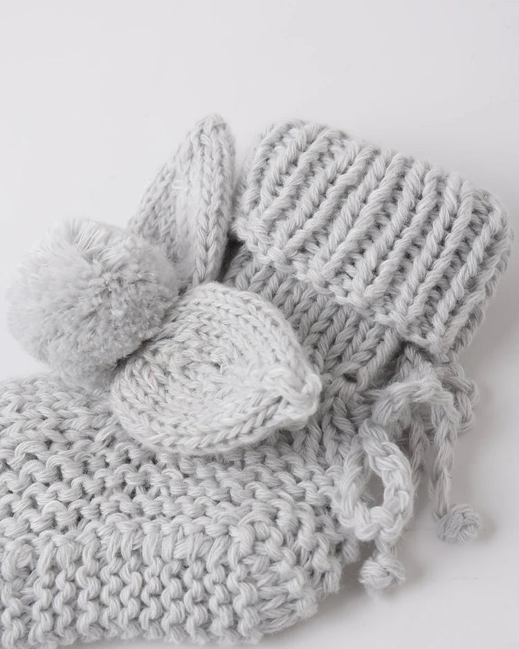 Bunny Knit Booties | Heathered Sky | Quincy Mea