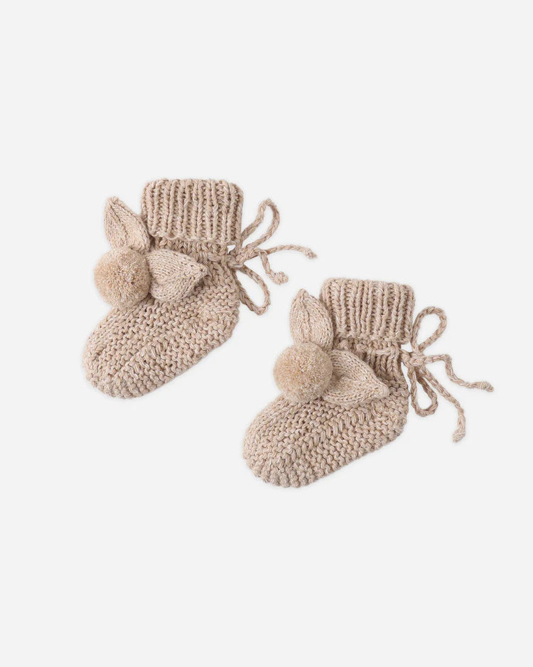 Bunny Knit Booties | Heathered Latte | Quincy Mea