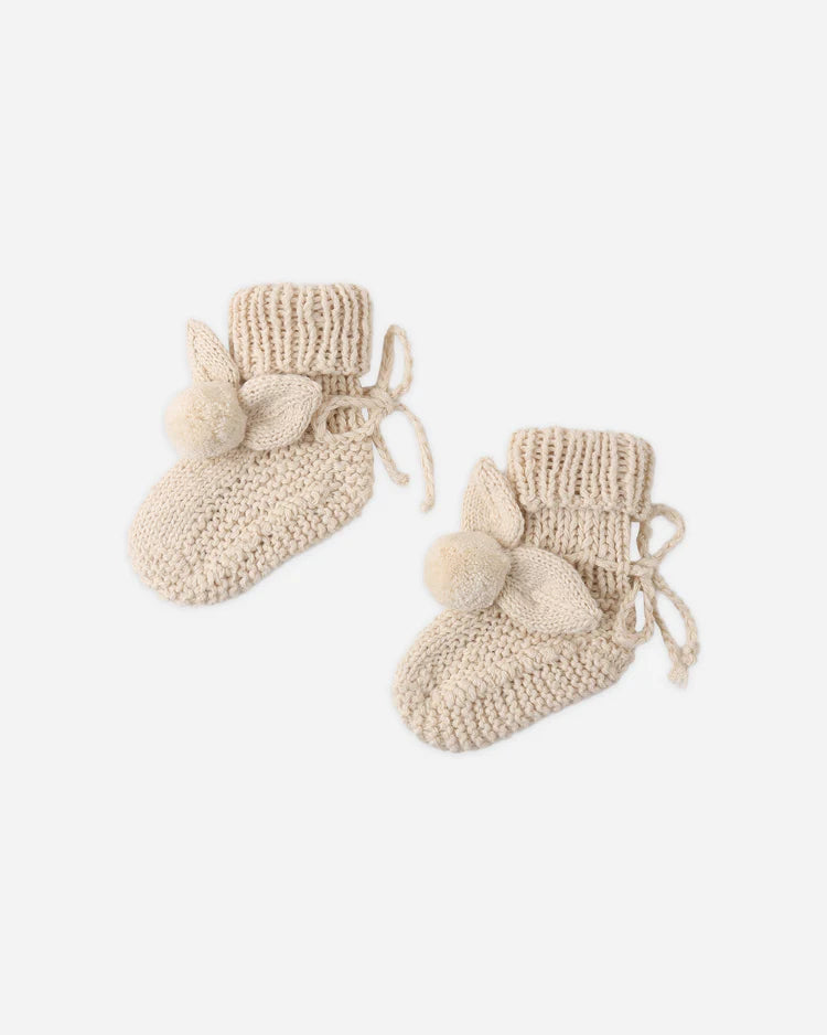 Bunny Knit Booties | Ecru | Quincy Mea