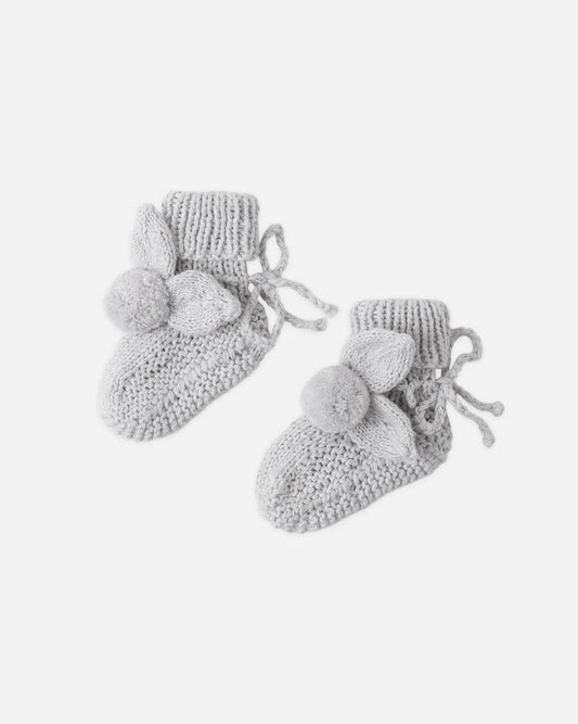 Bunny Knit Booties | Heathered Sky | Quincy Mea