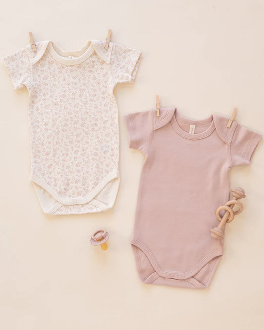 Short Sleeve Bodysuit Pack | Ditsy, Blush | Quincy Mae