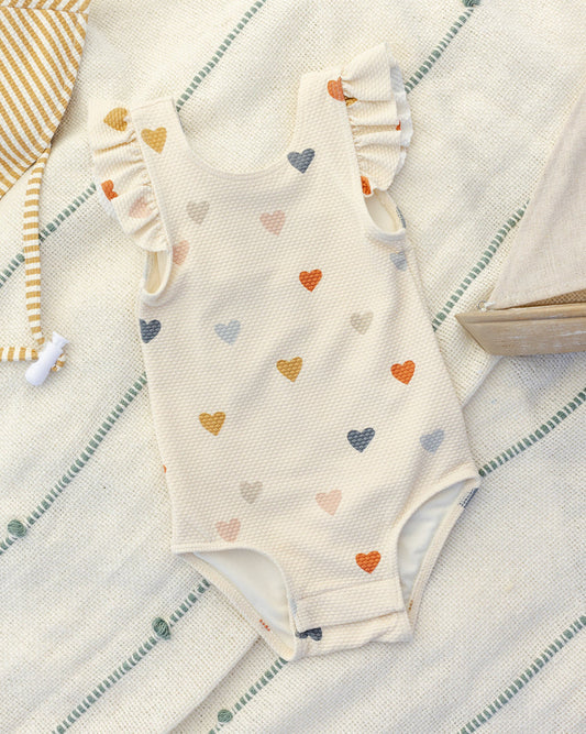 Scoop Back One-Piece Swimsuit | Confetti Hearts | Quincy Mae