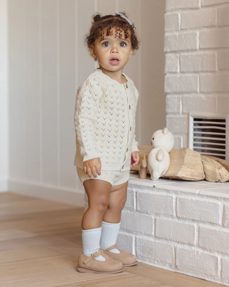 Scalloped Cardigan | Natural | Quincy Mae