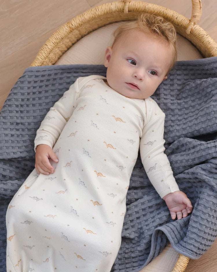 Knotted Baby Gown + Hat Set | Dinos | Quincy Mae