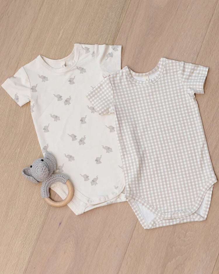 Bamboo Short Sleeve | Oat Gingham | Quincy Mae