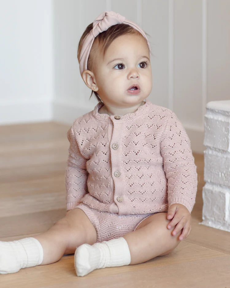 Scalloped Cardigan | Blush | Quincy Mae