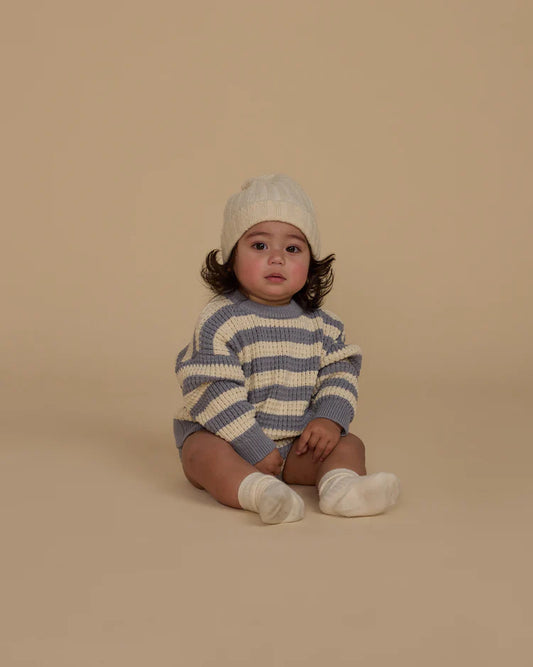 Aspen Sweater | Dusty Blue Stripe | Rylee & Cru