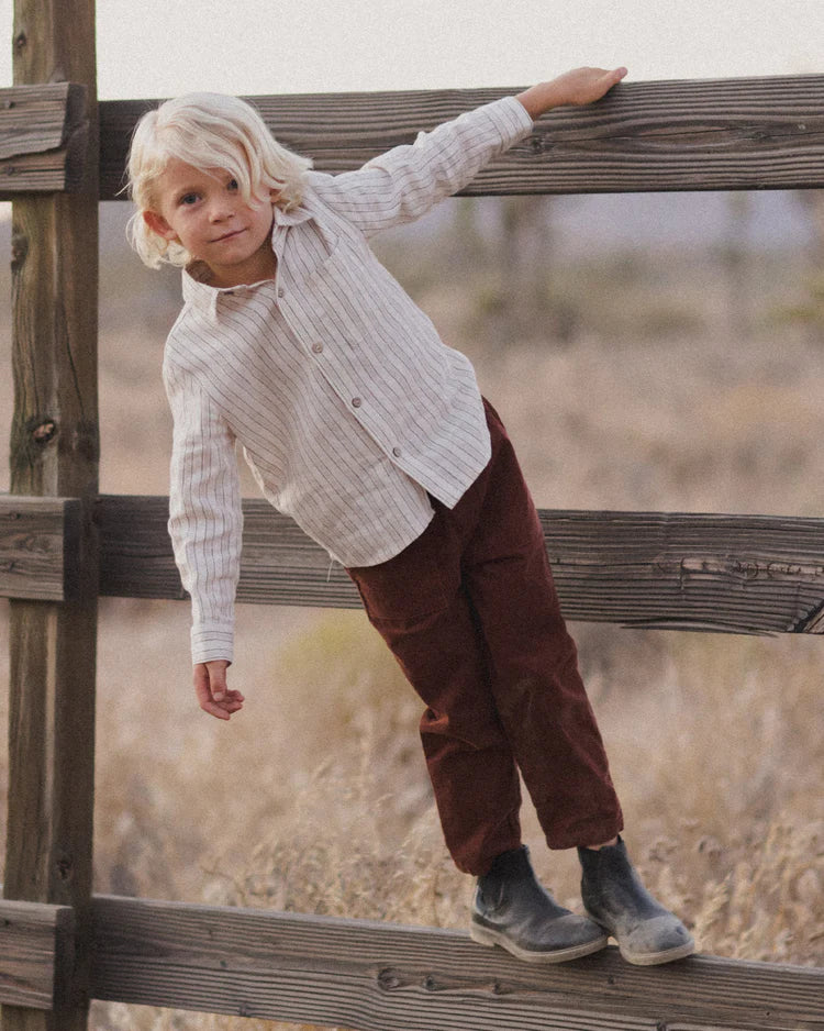 Collared Long Sleeve Shirt | Stone Stripe | Rylee + Cru