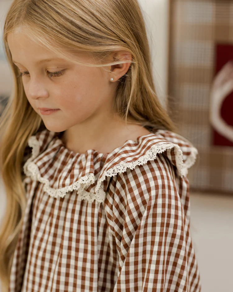 Girl's Nightgown | Brick Gingham | Rylee & Cru