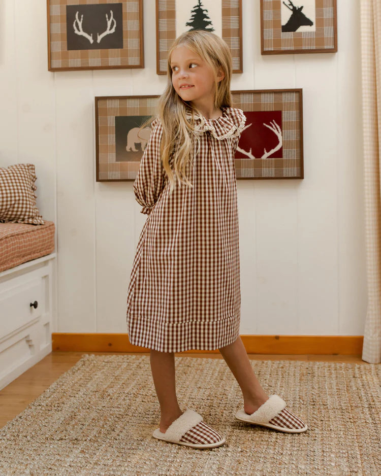 Girl's Nightgown | Brick Gingham | Rylee & Cru