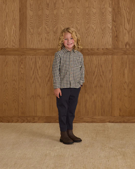 Collared Long Sleeve Shirt | Navy Check | Rylee & Cru