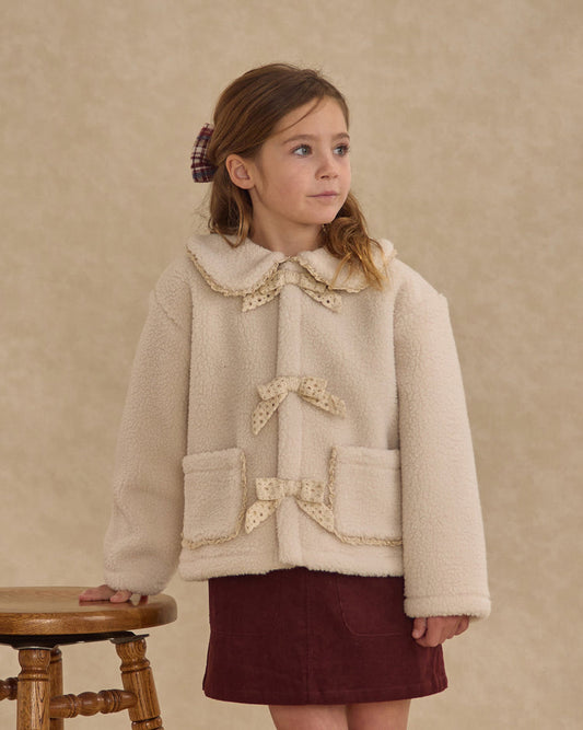 Shearling Collared Coat | Natural | Rylee & Cru