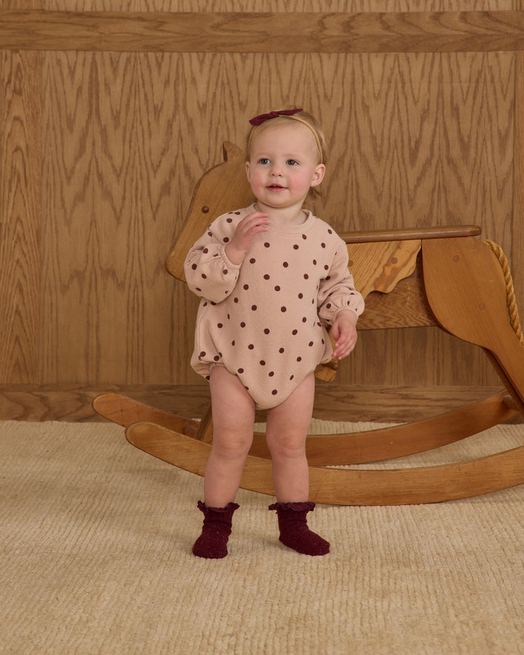 Little Knot Headband | Burgundy on Beige | Rylee & Cru