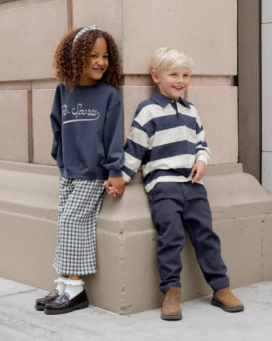 Wide Leg Pant | Navy Check | Rylee & Cru