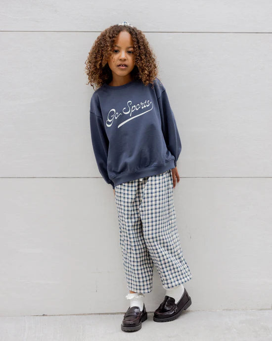Wide Leg Pant | Navy Check | Rylee & Cru