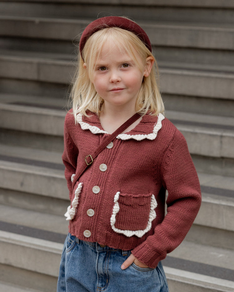Collared Cardigan | Burgundy | Rylee & Cru