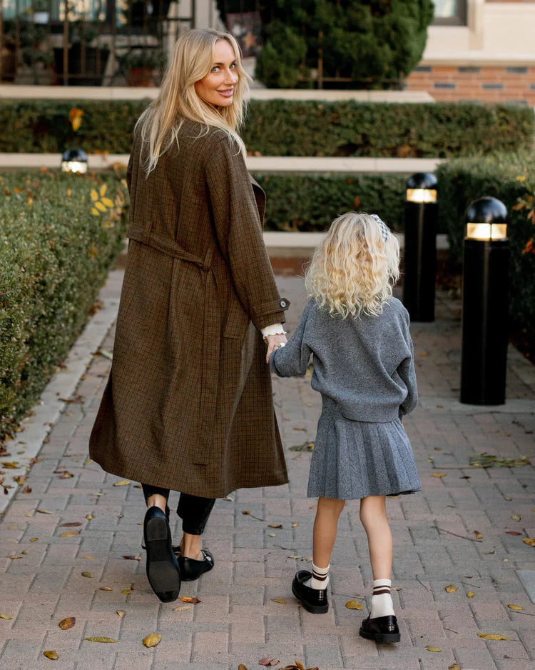 Knit Pleated Skirt | Heathered Grey | Rylee & Cru