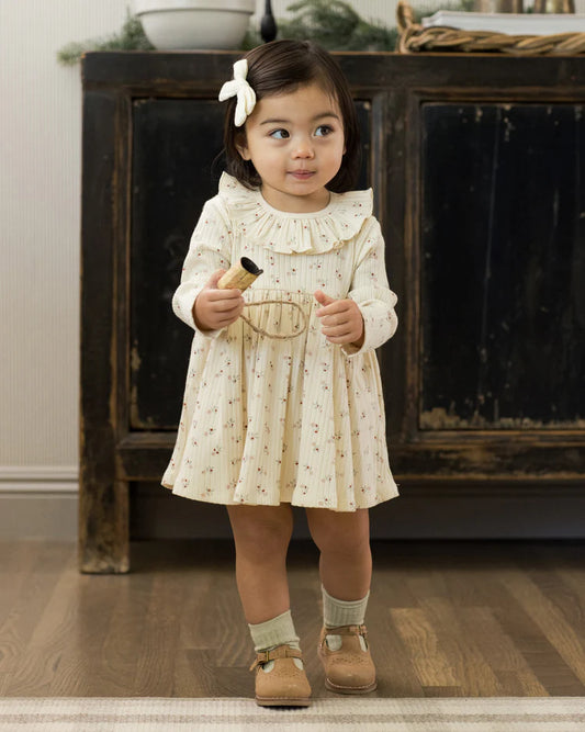 Ruffle Collar Dress | Natural Ditsy | Rylee & Cru