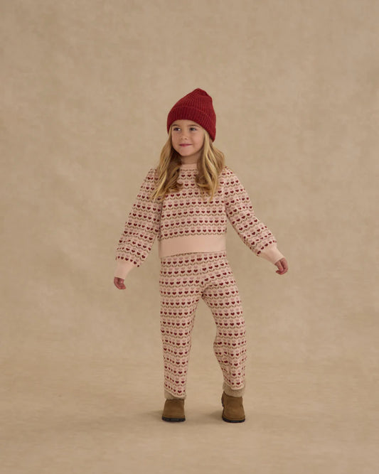 Jacquard Knit Set | Ruby Hearts | Rylee & Cru