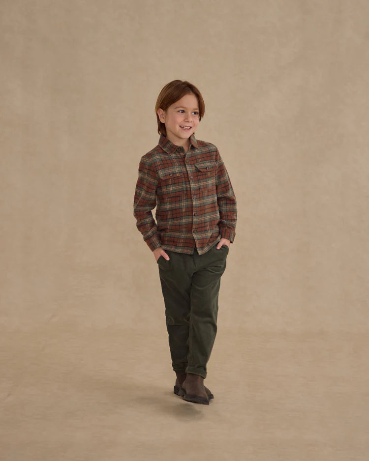 Pocketed Flannel Shirt | Holiday Plaid | Rylee & Cru