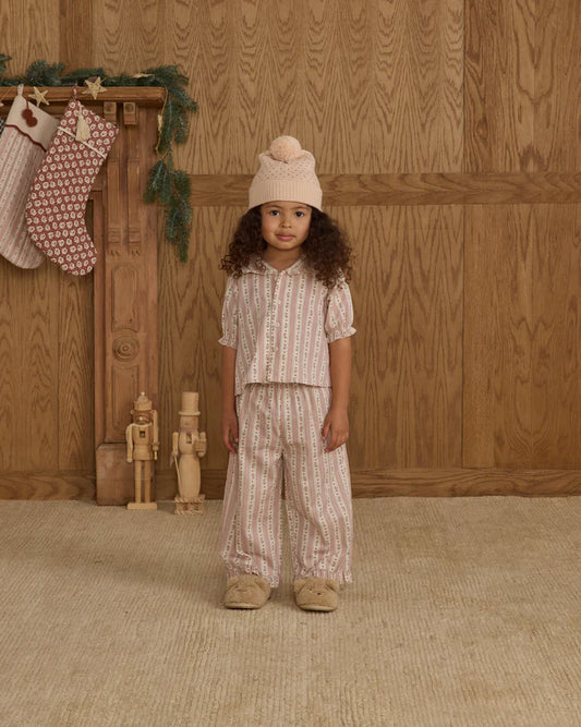 Ruffle Pajamas | Candy Cane Stripe | Rylee & Cru