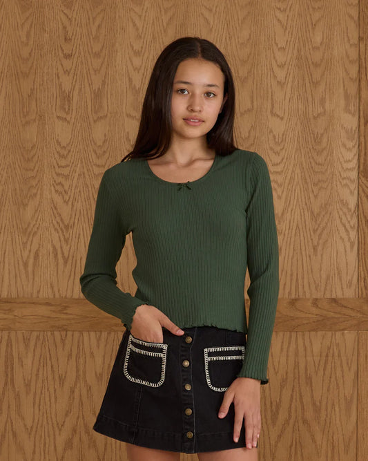 Ribbed Long Sleeve | Green | Rylee & Cru