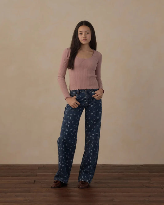 Teen Baggy Wide Leg Denim | Heart Ditsy | Rylee & Cru