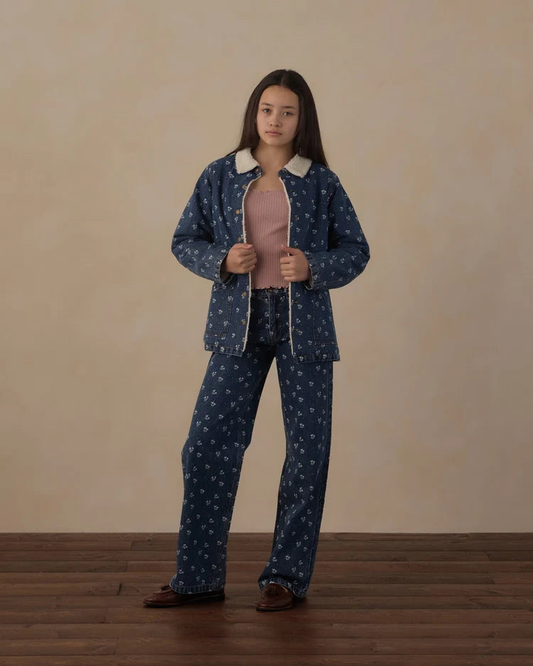 Teen Long Chore Coat | Heart Ditsy | Rylee & Cru