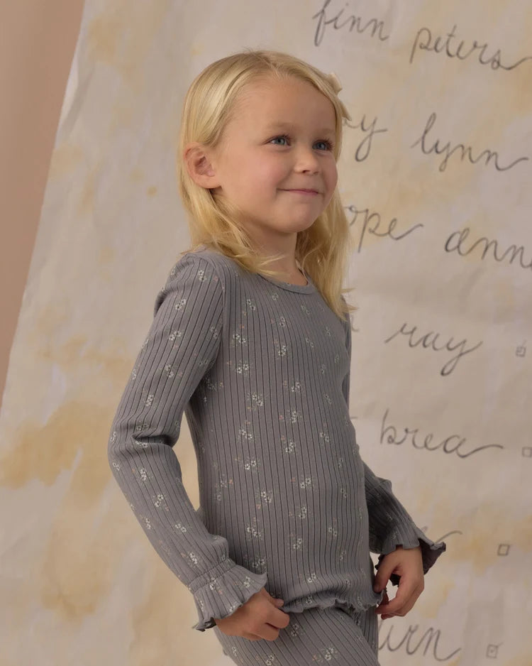 Ribbed Long Sleeve + Legging Set | Slate Bloom | Rylee & Cru