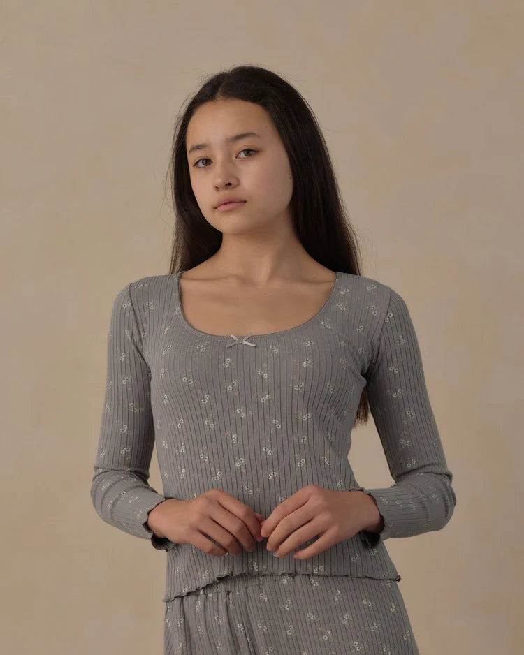Teen Ribbed Lounge Set | Slate Bloom | Rylee & Cru