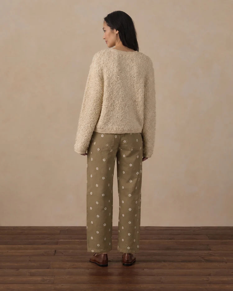 Women's Barrel Denim | Embroidered Daisies | Rylee & Cru