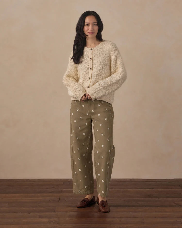 Women's Barrel Denim | Embroidered Daisies | Rylee & Cru