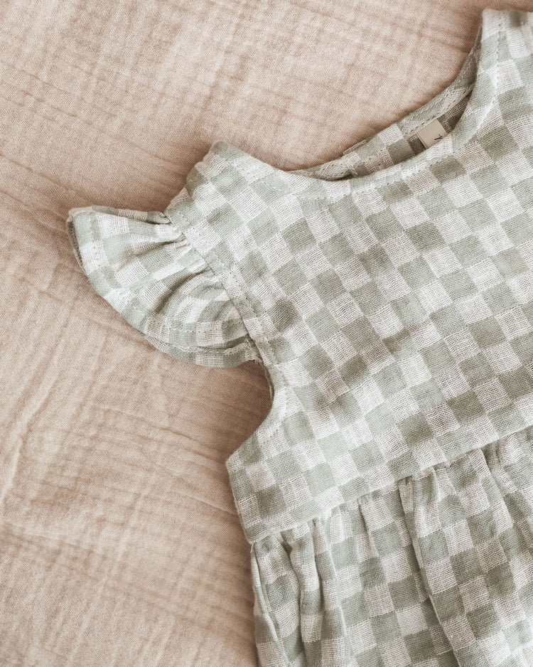 Amelia Romper | Sage Check | Rylee & Cru