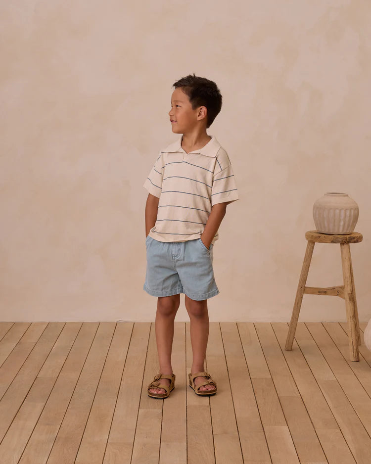 Chandler Knit Polo | Blue Stripe | Rylee & Cru