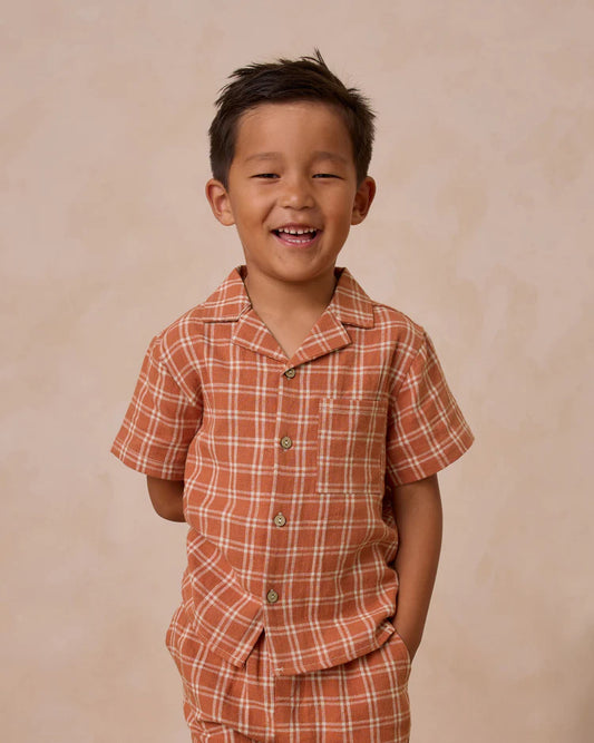 Lapel Collared Shirt | Poppy Check | Rylee & Cru
