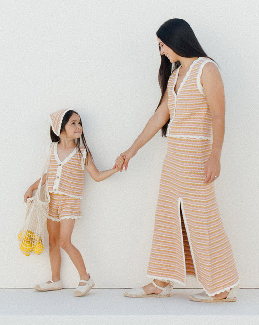 Knit Vest + Midi Skirt | Pink Stripe | Rylee & Cru