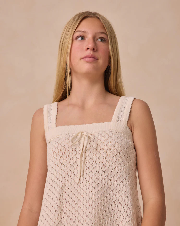 Crochet Tank Mini Dress | Ivory | Rylee & Cru
