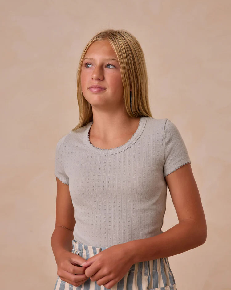 Pointelle Tee | Seafoam | Rylee & Cru