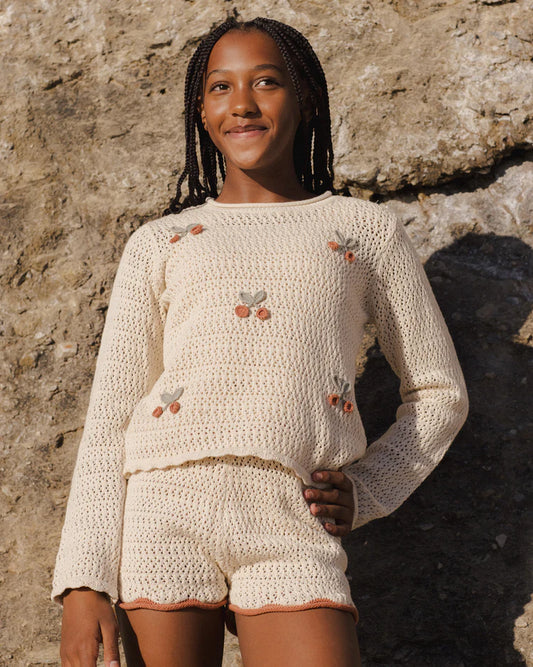 Teen Crochet Knit Pullover | Cherries | Rylee & Cru