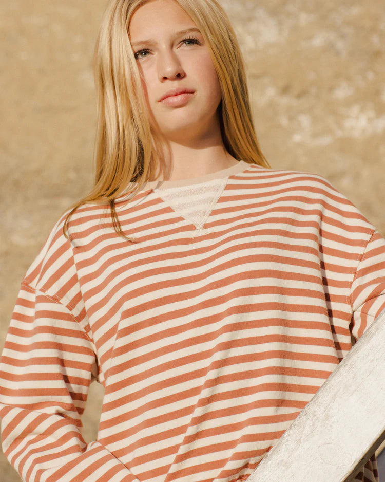 Teen Oversized Crew + Short Set | Poppy  Stripe | Rylee & Cru