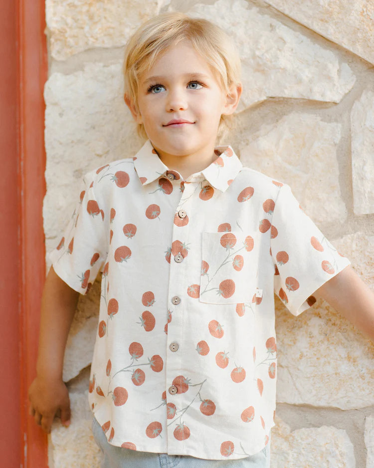 Collared Short Sleeve Shirt | Tomatoes | Rylee & Cru