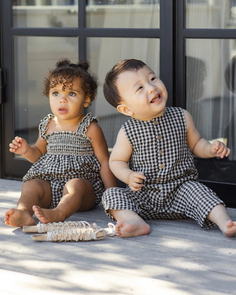 Button Jumpsuit | Black Check | Rylee & Cru