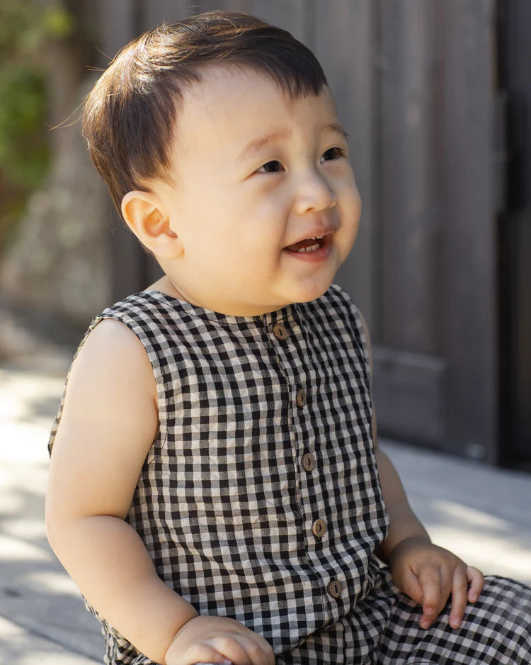 Button Jumpsuit | Black Check | Rylee & Cru