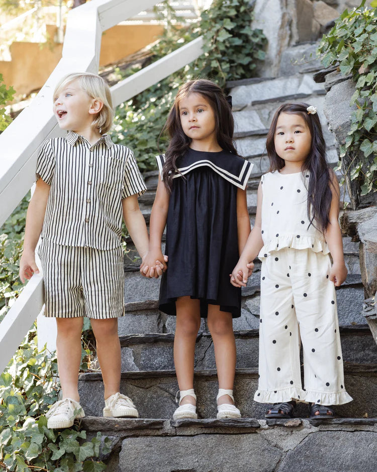 Clollared Short Sleeve Shirt | Wavy Stripe | Rylee & Cru