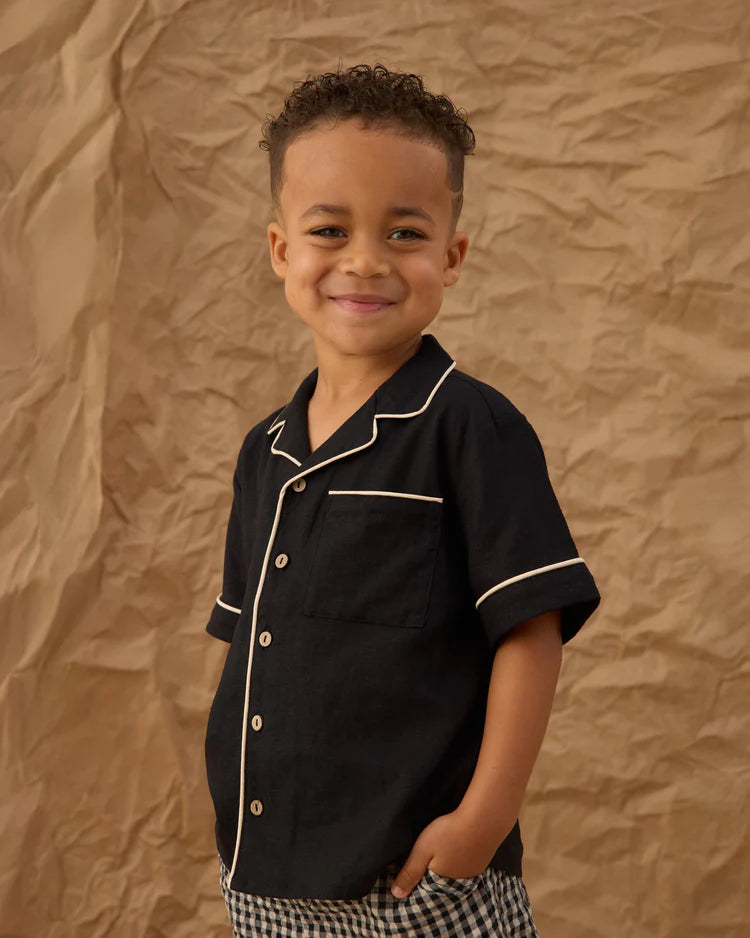 Lapel Clollared Shirt | Black | Rylee & Cru