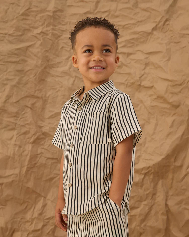 Clollared Short Sleeve Shirt | Wavy Stripe | Rylee & Cru